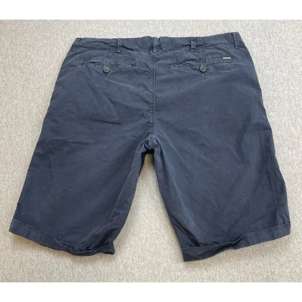 Woolrich Shorts Mens 32 Navy Blue Cotton Blend Flat Front Chino 11